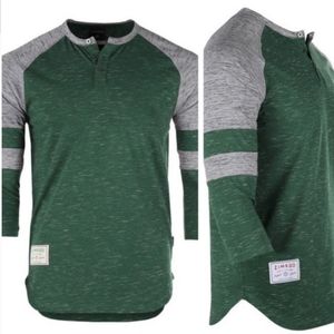 Must Have! 3/4 Sleeve Henley Green & Gray